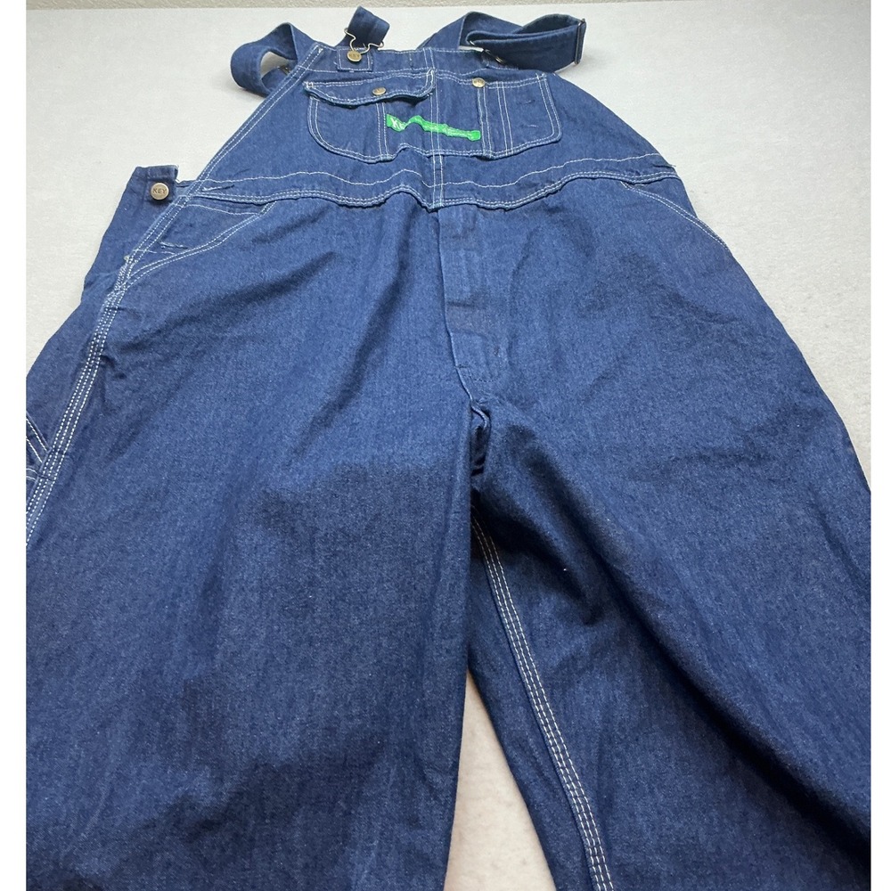 Key Vintage Denim Bib Overalls Dark Wash Workwear 42x32 Mens Carpenter Bibs‎